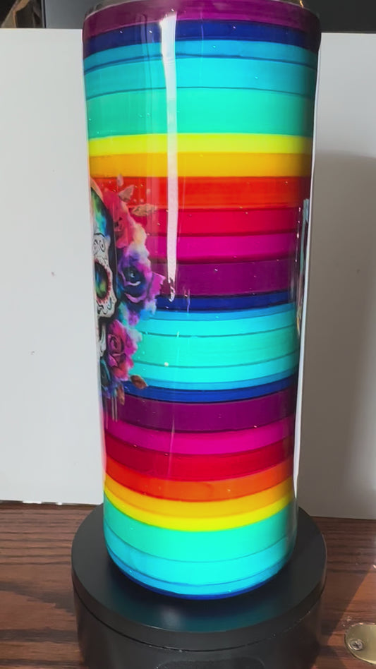 Rainbow sugar skull - serape inspired
